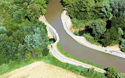 Juillet 2006 : Le pont-canal de Répudre vu du ciel