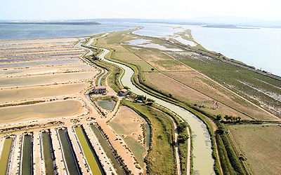 Octobre 2006, méandres du Canal de la Robine dans l'étang de Bages-Sigean